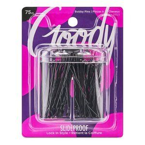 Goody Black SlideProof Hair Bobby Pins Pack of 75 Count for Styling and Updos